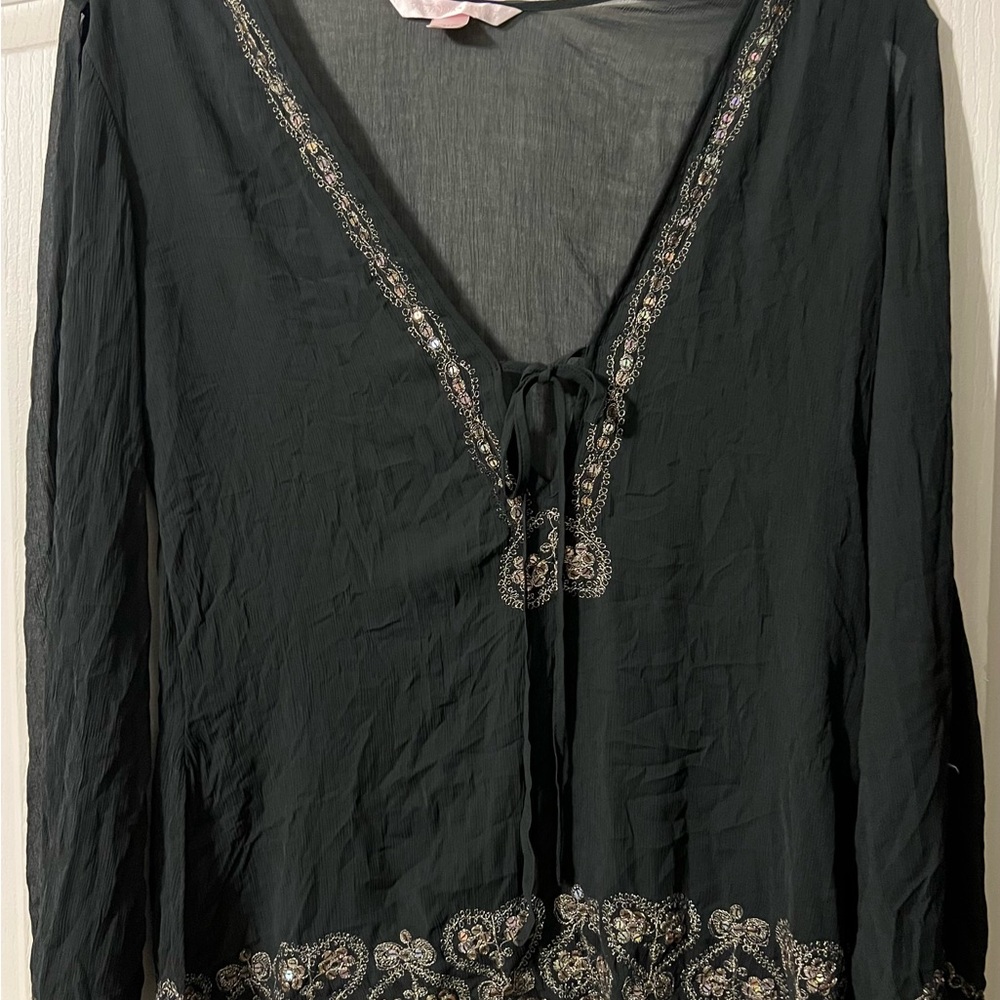 Victoria's Secret Black Embroidered Intimate Top